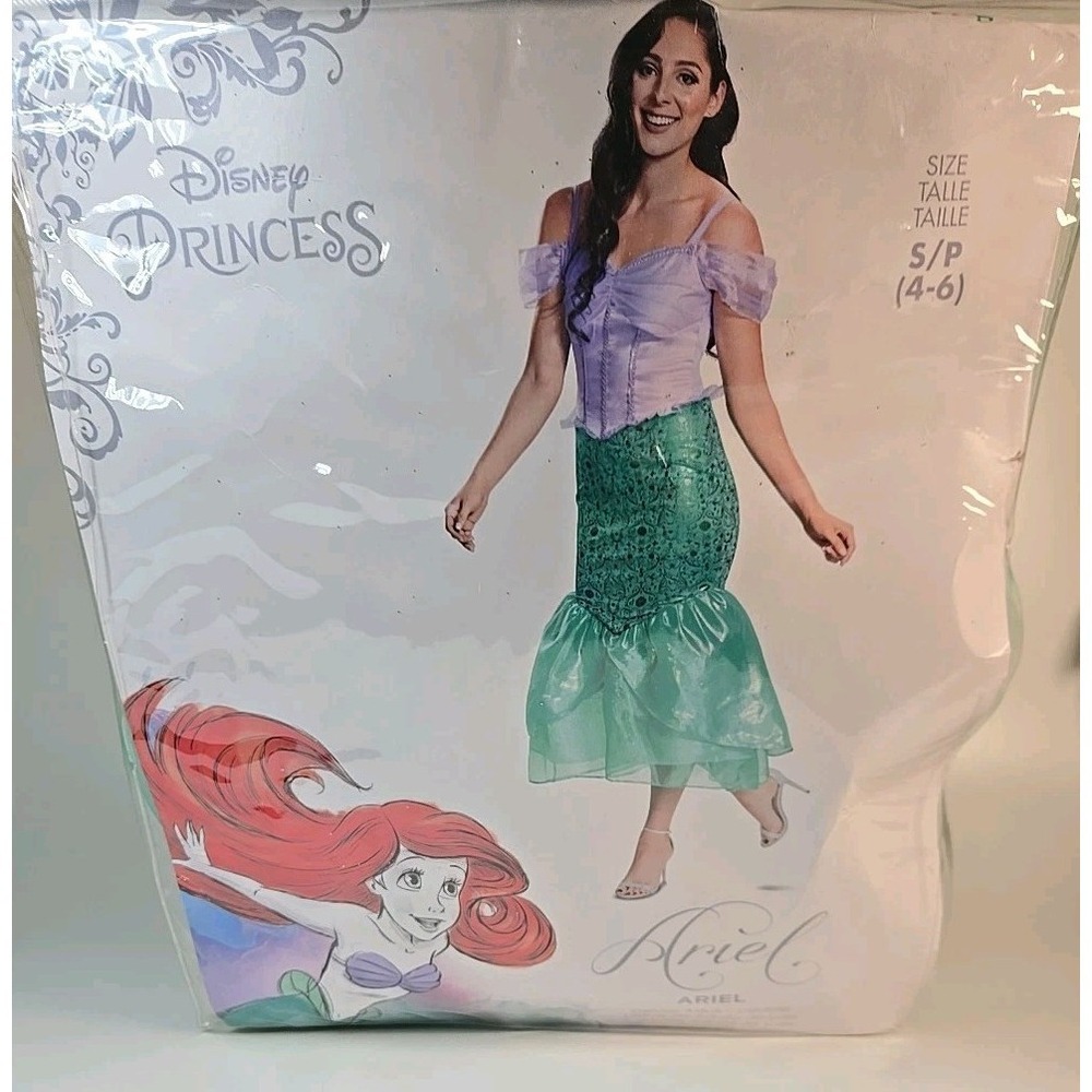 WOMEN'S ARIEL DELUXE COSTUME Sz 4-6  Adult Halloween Costume Party Dress Disney